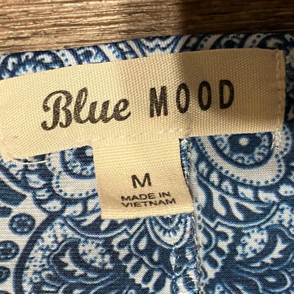 Blue Mood Rayon Long Short Sleeve Top (M) - Picture 3 of 12